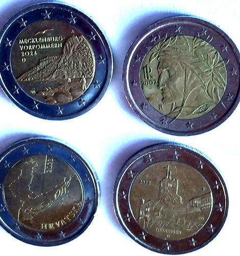 Euro coins popular - 4x, 2-euro